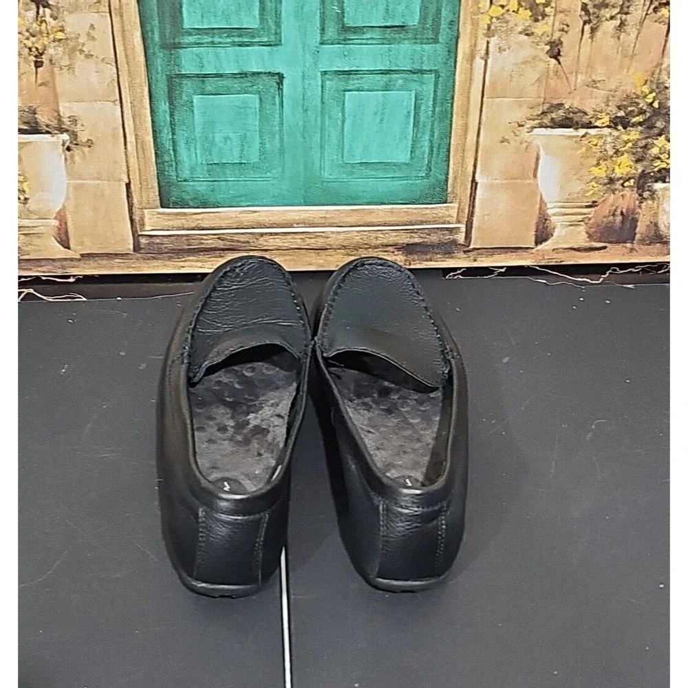 Womens Eddie‎ Bauer Shoes 8.5 Black Leather Loafers Ellensburg